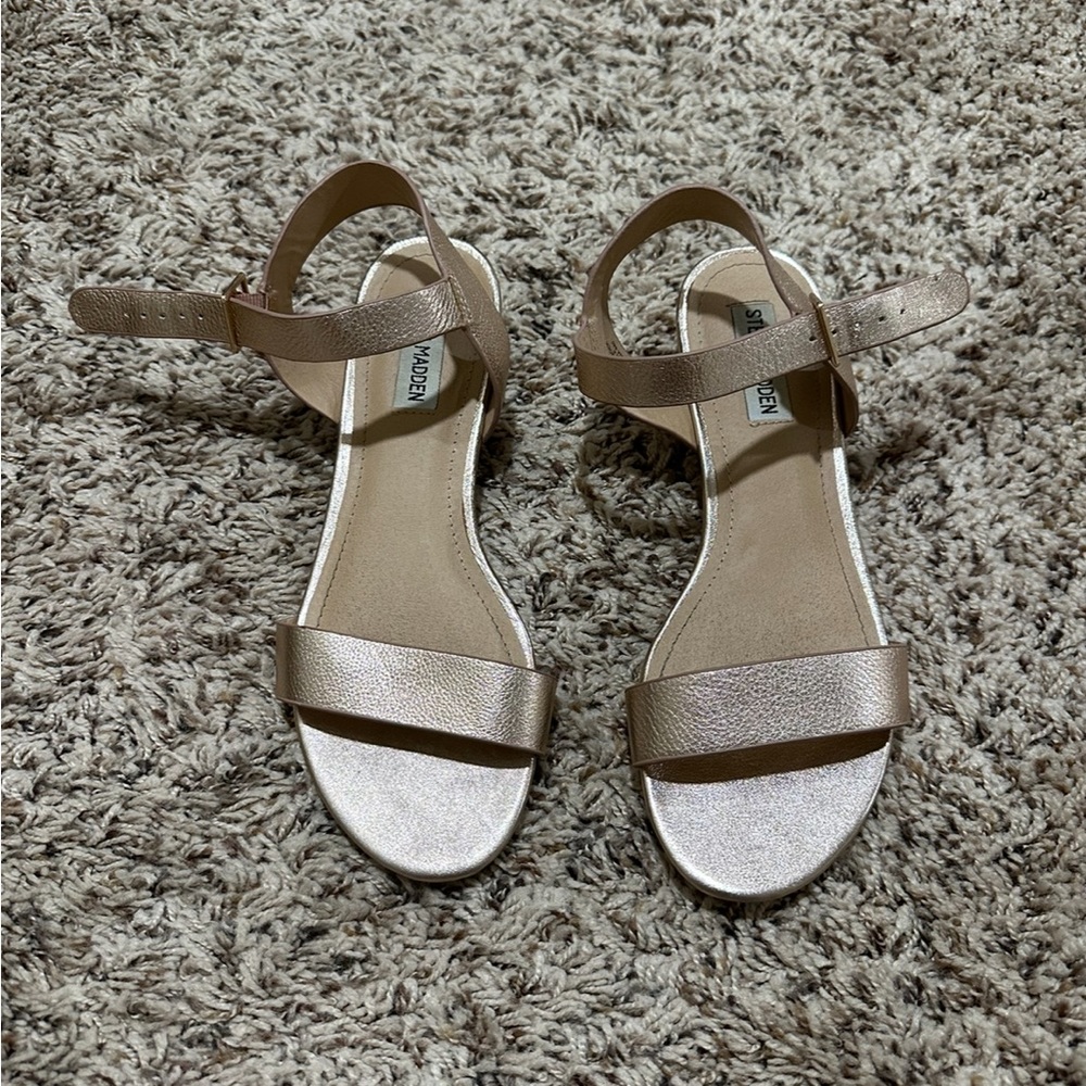 Rose Gold Steve Madden Heeled Sandals Size 7.5